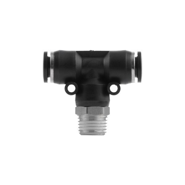 З'єднання цангове Т-образне для поліуретанових та ін. шлангів 8×8 мм, 1/4" зовнішня різьба INTERTOOL PT-2352