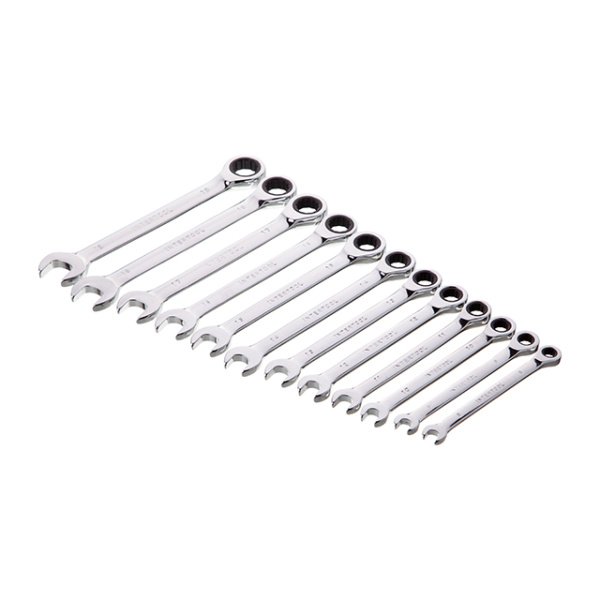 Набір ключів комбінованих, з тріскачкою, 12 шт., 8-19 мм, Cr-V, професійний, DIN3113 INTERTOOL XT-1305