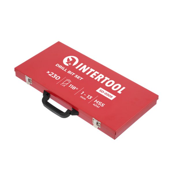 Набір свердел HSS 230 од. В металічному кейсі INTERTOOL SD-0309