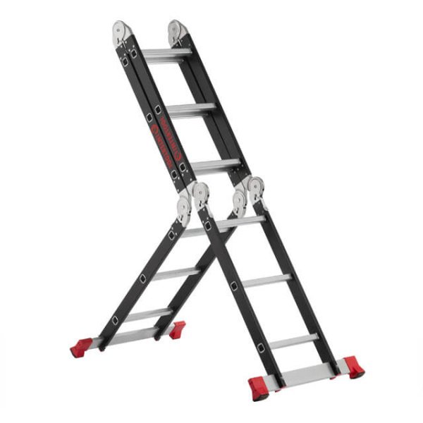 Драбина багатофункціональна трансформер, 4×3 сходинки, сталевий профіль, 3,38 м, 150 кг INTERTOOL LT-0023