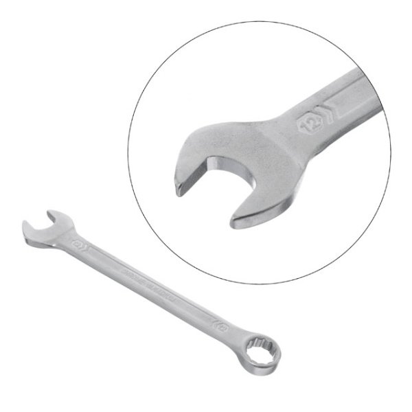 Ключ комбінований, 12 мм, Cr-V, покриття: сатин-хром, DIN3113, STORM INTERTOOL XT-1012