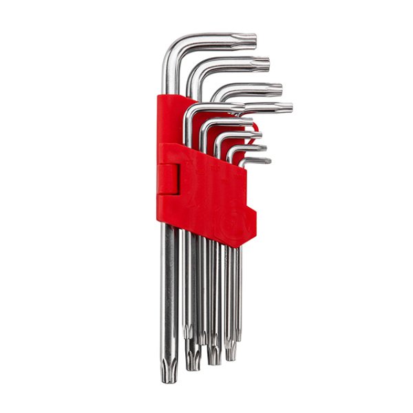 Набір ключів Г-подібних TORX з отвором 9 шт, Т10-Т50, CrV, Big INTERTOOL HT-0606