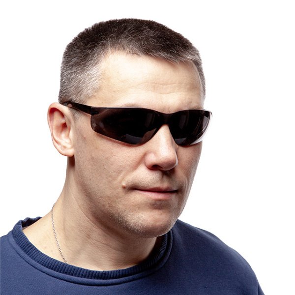 Окуляри захисні, затемнені, лінзи полікарбонат, заушники полікарбонат, захист від удару INTERTOOL SP-0088