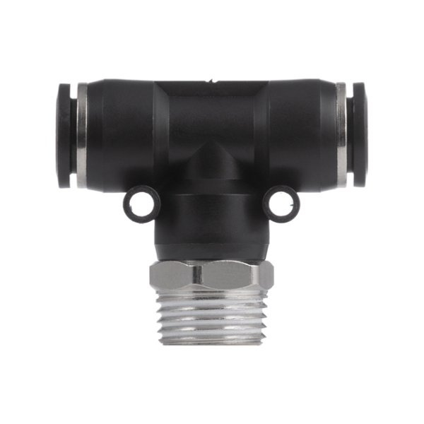 З'єднання цангове Т-образне для поліуретанових та ін. шлангів 12×12 мм, 1/2" зовнішня різьба INTERTOOL PT-2364