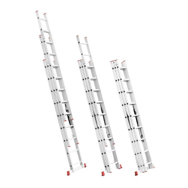 Драбина з алюмінію, 3-х секційна універсальна розкладна, 3x9 сход., 5,93м INTERTOOL LT-0309