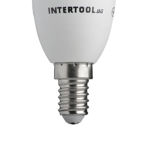 Лампа світлодіодна LED C37, E14, 5 Вт, 150-300 В, 4000 K, 30000 г, гарантія 3 роки INTERTOOL LL-0152