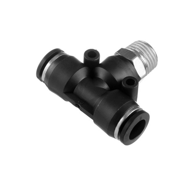 З'єднання цангове Т-образне для поліуретанових та ін. шлангів 8×8 мм, 1/4" зовнішня різьба INTERTOOL PT-2352