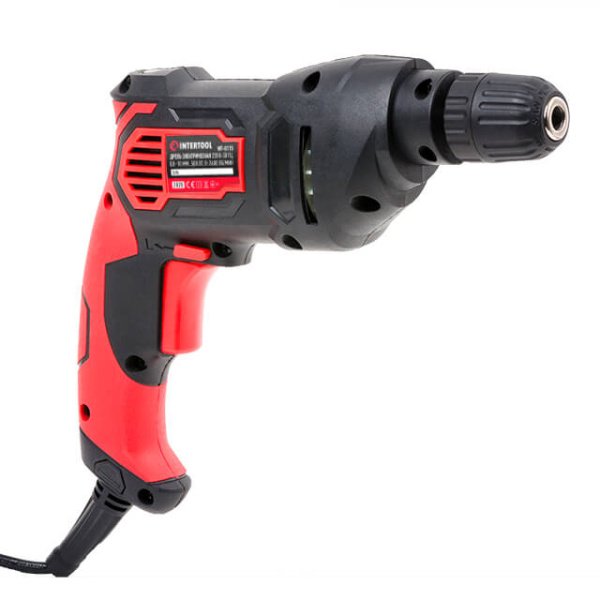 Дриль електричний, 0,5 кВт, 0-2400 об/хв, 0,8-10 мм, швидкозатискний патрон, реверс INTERTOOL WT-0115