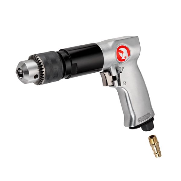 Дриль пневматичний з реверсом, до 6 атм, 700 об/хв, 266 л/хв, патрон 1,5-13 мм, з'єднувач 1/2" INTERTOOL PT-0901