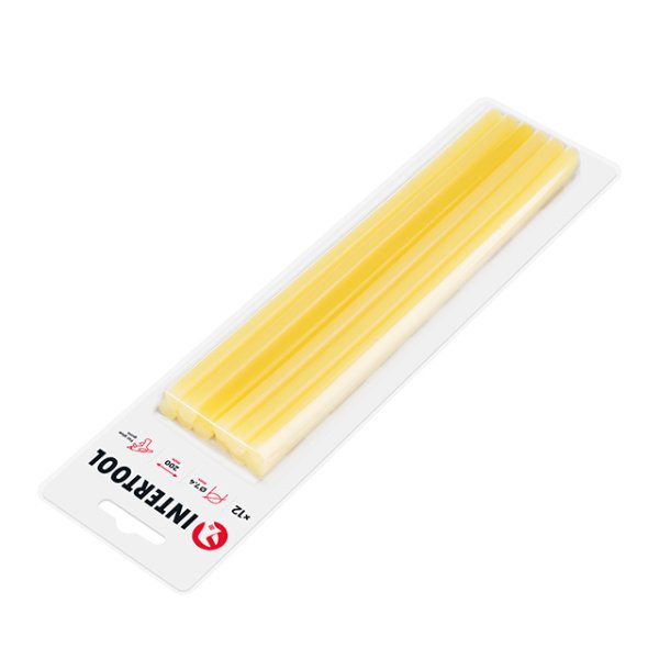 Комплект клейових стрижнів жовтих, 7,4×200 мм, 12 шт. INTERTOOL RT-1051