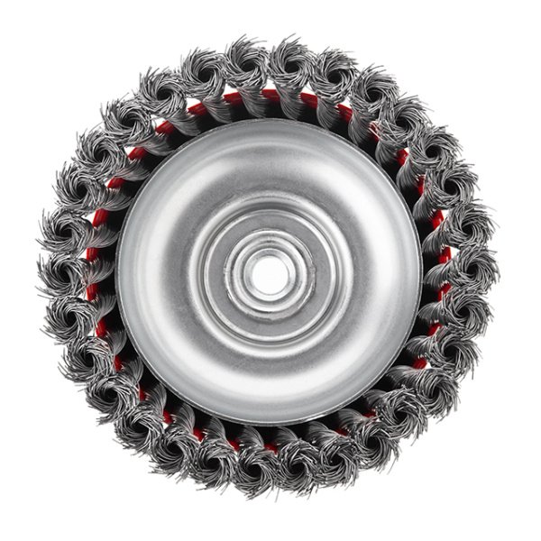 Щітка чашкова 150 мм, для КШМ, М14 (пучки крученого дроту) INTERTOOL BT-2150