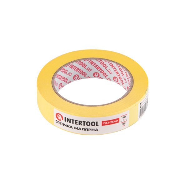 Стрічка малярська 25 мм, 40 м, желтая INTERTOOL DM-2540