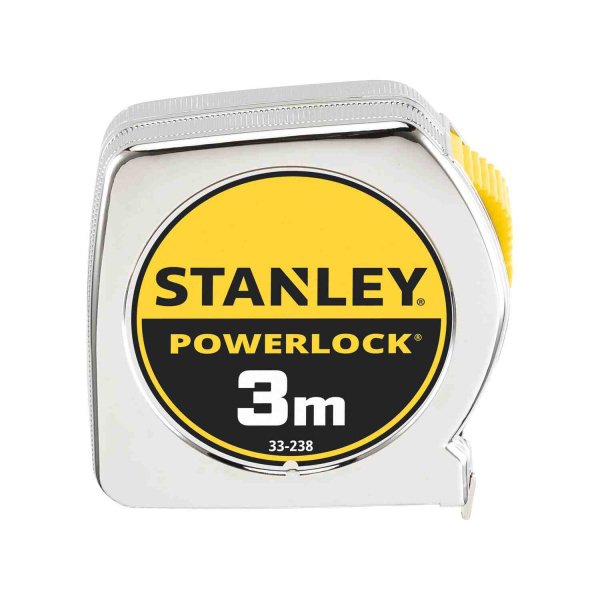 Рулетка вимірювальна Powerlock® довжиною 3 м, шириною 12,7 мм в хромованому пластмасовому корпусі STANLEY 0-33-238