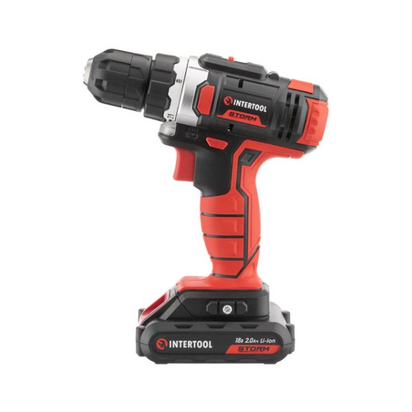 Дриль-шурупокрут акумуляторний Li-Ion 18 В, 25 Nm, 0-400/0-1500 об/хв., 1,3 Аг INTERTOOL WT-0313