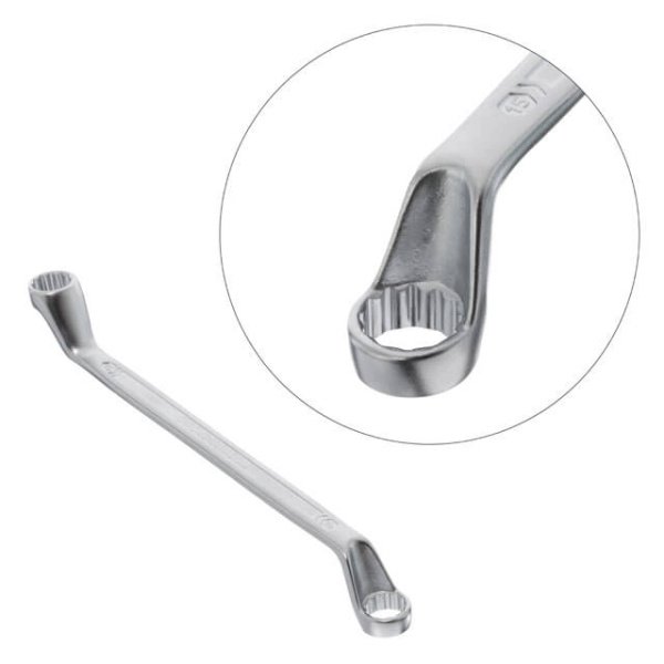 Ключ накидний, 14-15 мм, Cr-V, покриття сатин-хром, DIN838, STORM INTERTOOL XT-1214