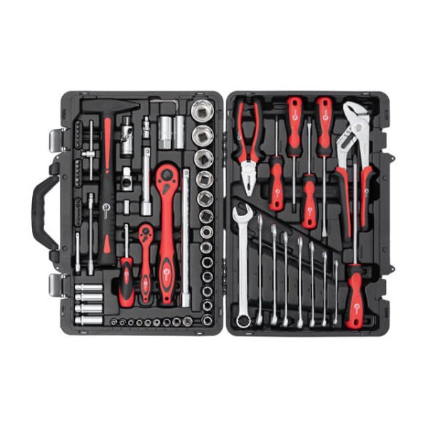 Набір інструментів, проф., 1/2" + 1/4", Cr-V, 78 од., головки: 4-32 мм, біти 18 од., подовж. головки: 8-13 мм, ключі: 8-19 мм, кейс INTERTOOL ET-7078