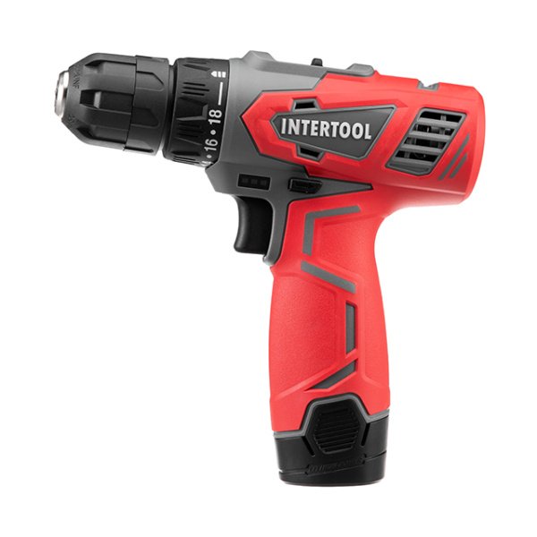 Дриль-шурупокрут акумуляторний 12 В, 30 Нм, 0-350/0-1300 об/хв., 0.8-10 мм, 1.5 Аг INTERTOOL DT-0310