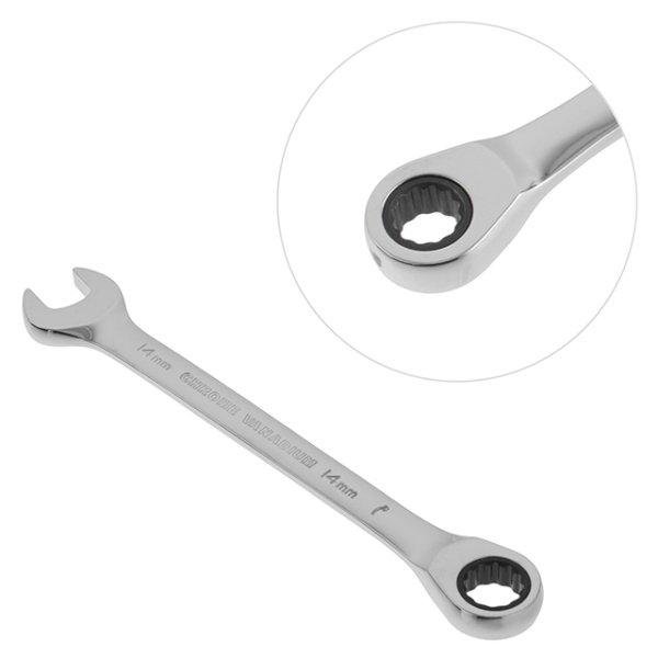 Ключ комбінований, з тріскачкою, 14 мм, Cr-V, професійний, DIN3113 INTERTOOL XT-1354