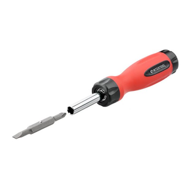 Викрутка 4 в 1 з двосторонніми насадками, Cr-V INTERTOOL VT-1008