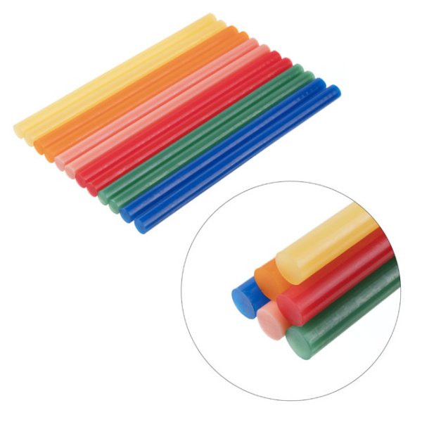 Комплект клейових стрижнів кольорових, 11,2×200 мм, 12 шт. INTERTOOL RT-1028