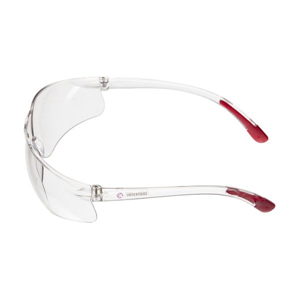 Окуляри захисні, прозорі, лінзи полікарбонат, заушники полікарбонат, захист від удару INTERTOOL SP-0087