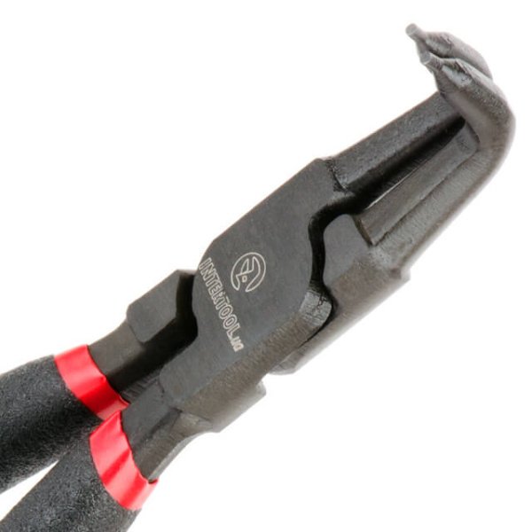 Щипці для зняття і установки стопорних кілець 180мм, вигнуті на стиск, 40CrV, фосфатовані, поліровані. INTERTOOL HT-7017