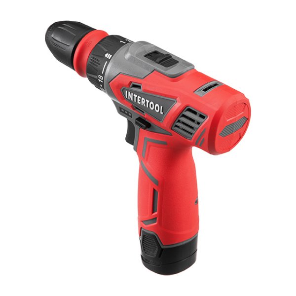 Дриль-шурупокрут акумуляторний, 12 В, Li-Ion, 1,5 Аг, 30 Нм, 0-350/0-1300 об/хв, 0,8-10 мм, знімний патрон INTERTOOL DT-0314