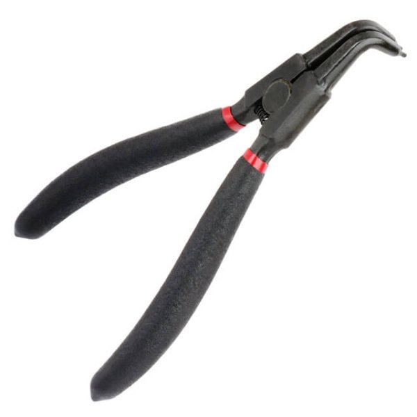 Щипці для зняття і встановлення стопорних кілець 180 мм, вигнуті на розтискання, 40CrV, фосфатовані, поліровані INTERTOOL HT-7019