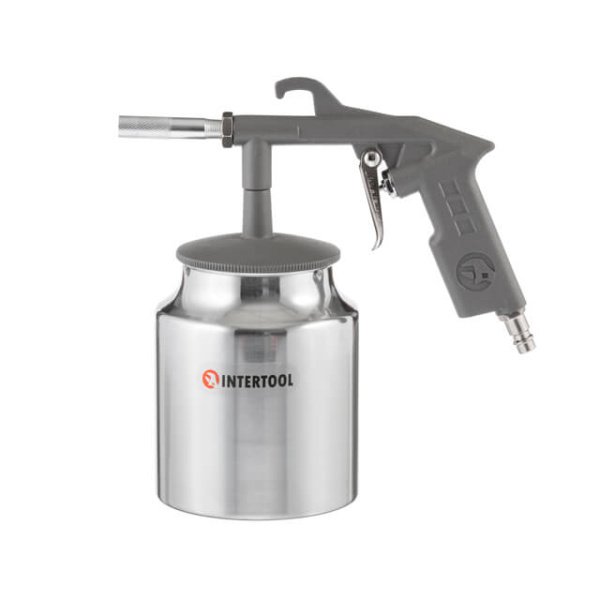 Пістолет піскоструминний форсунка 6 мм, нижня подача піску, бачок 1000 мл, метал, 8 атм INTERTOOL PT-0705