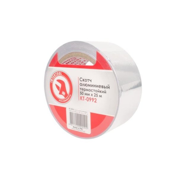 Скотч алюмінієвий термостійкий, 25 м, 50 мм INTERTOOL KT-0992