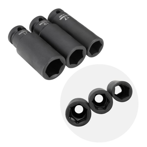 Набір головок ударних подовжених 1/2" 3 од., 17, 19, 21 мм, CrMo STORM INTERTOOL ET-8501