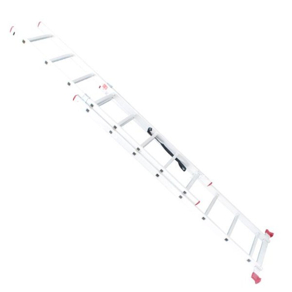Драбина з алюмінію, 2-х секційна універсальна розкладна, 2x8 сход., 3,69м INTERTOOL LT-0208