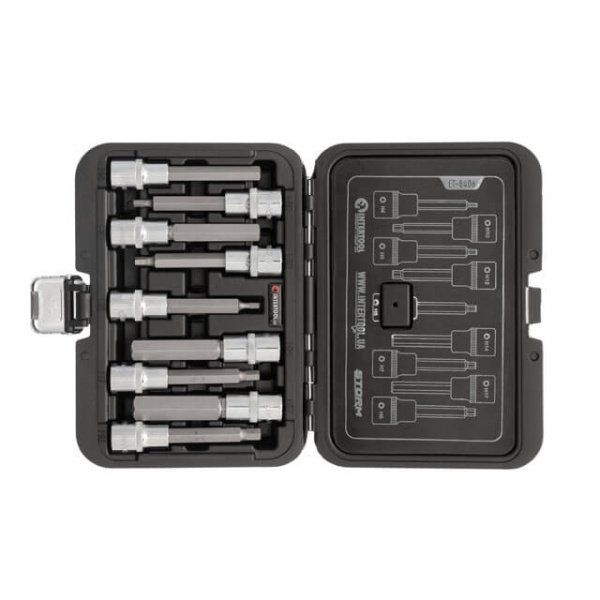 Набір біт HEX у кейсі, 1/2", S2, H4-H17, 100 мм, STORM INTERTOOL ET-8406