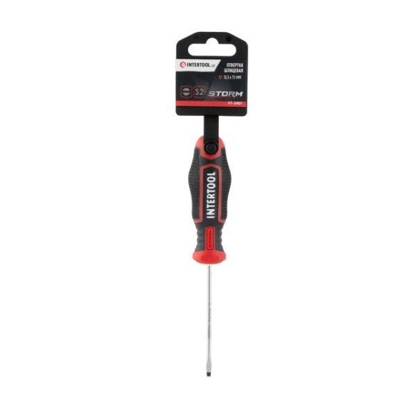 Викрутка шлицьова, SL3,0×75 мм, S2, STORM INTERTOOL VT-3401