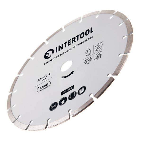 Диск відрізний сегментний алмазний, 230мм, 16-18% INTERTOOL CT-1005
