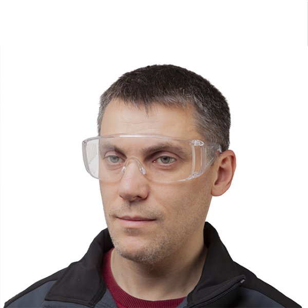 Окуляри захисні, прозорі, лінзи полікарбонат, заушники полікарбонат, захист від удару, оптичний клас 1 INTERTOOL SP-0081