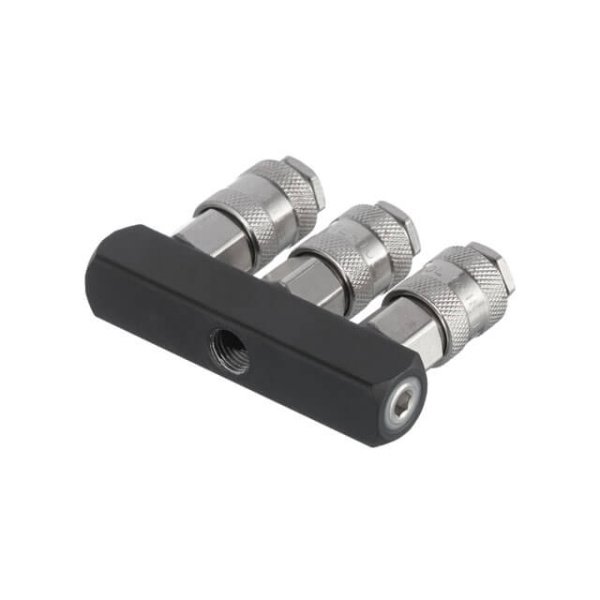 Розгалужувач повітря 1/4 "на 3 виходи, прямий, 10 bar, зі швидкороз'ємними з'єднаннями INTERTOOL PT-1855