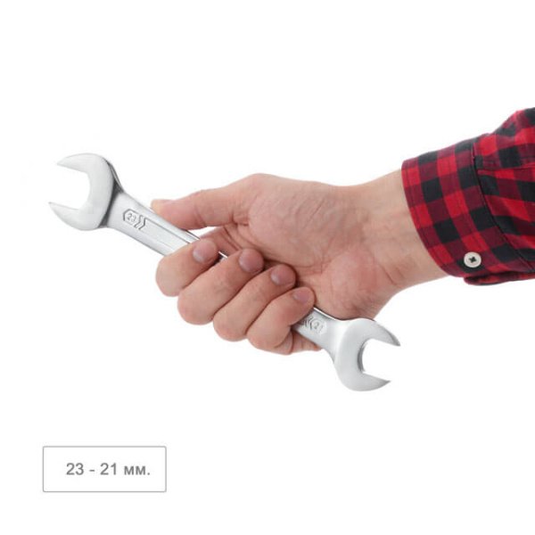 Ключ ріжковий, 21-23 мм, Cr-V, покриття: сатин-хром, DIN3110, STORM INTERTOOL XT-1121