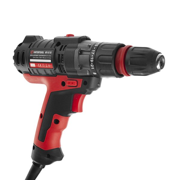 Дриль-шурупокрут електричний, 0,42 кВт, 0-500/0-1800 об/хв, 0,8-10 мм, макс. 20 Nm, знімний патрон INTERTOOL WT-0110