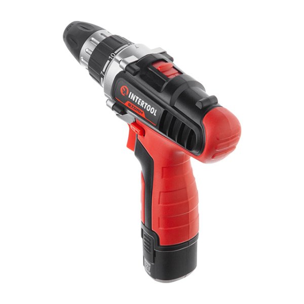 Дриль-шурупокрут акумуляторний, Li-Ion 12 В, 18 Nm, 1.5 Аг, 2 швидкості, 0-400/0-1500 об/хв., 2 акумулятори INTERTOOL WT-0321