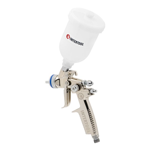 Фарбопульт пневматичний HVLP II MINI професійний, форсунка 0.8 мм, верхній пластиковий бачок 250 мл, 2-2.5 бар INTERTOOL PT-0128