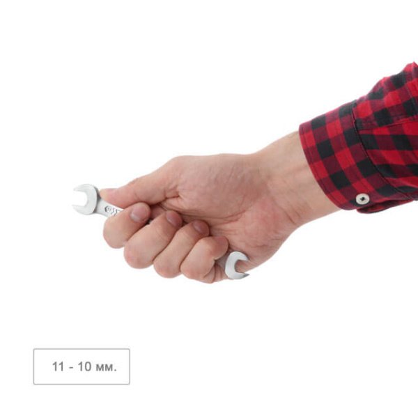 Ключ ріжковий 10х11 мм Cr-V, покриття сатин-хром, PROF DIN3113 INTERTOOL XT-1110