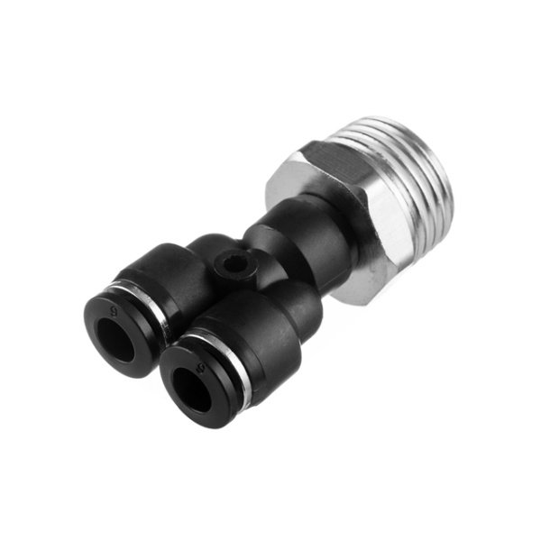 З'єднання цангове Y-образне для поліуретанових та ін. шлангів 6×6 мм, 1/2" зовнішня різьба INTERTOOL PT-2386