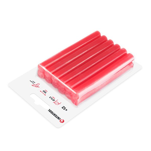 Комплект клейових стрижнів червоних, 11,2×100 мм, 12 шт. INTERTOOL RT-1041