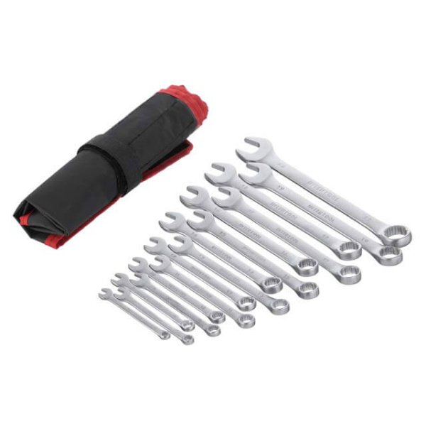 Набір ключів комбінованих, 15 шт., 6-19, 22 мм, Cr-V, чохол INTERTOOL HT-1204