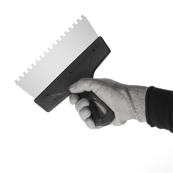 Шпатель із нержавіючої сталі, 200 мм, зуб: 6×6 мм INTERTOOL KT-2206