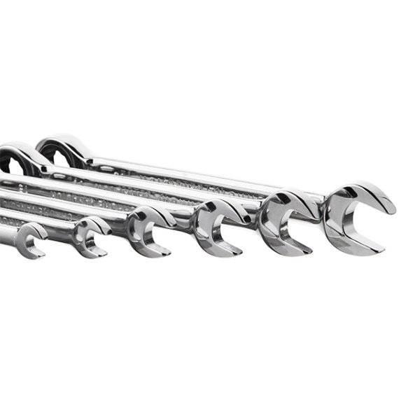 Набір ключів комбінованих, з тріскачкою, 6 шт., 8-19 мм, Cr-V, професійний, DIN3113 INTERTOOL XT-1302