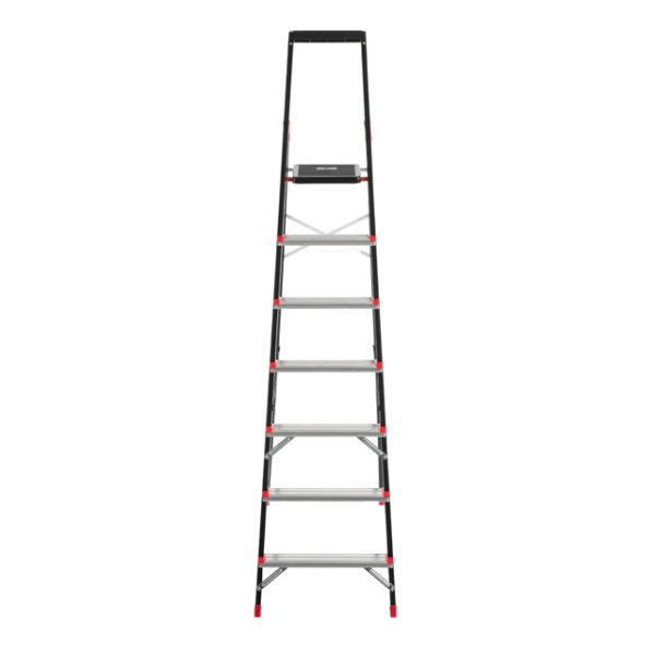 Драбина 7 сходинок, лоток для інвентарю, сталевий профіль, висота верхньої сходинки 1500 мм, 504 * 1283 * 2003мм, 150кг INTERTOOL LT-0057