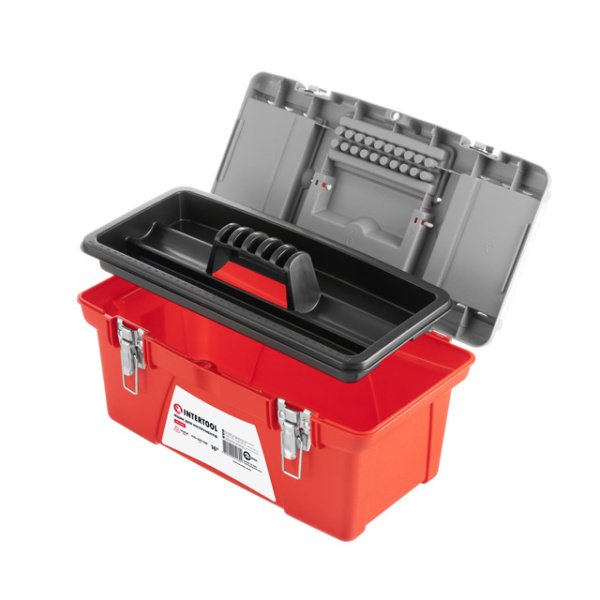Ящик для інструменту з металевими замками, 16" 415*210*190 мм INTERTOOL BX-0516