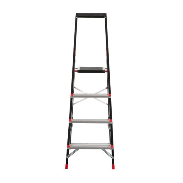Драбина 4 сходинки, лоток для інвентарю, сталевий профіль, висота верхньої сходинки 850мм, 433х821х1350мм, 150кг INTERTOOL LT-0054